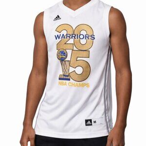 Authentic Adidas Golden State Warriors NBA Champs 2015 Jersey White Medium 10-12